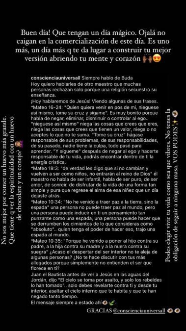 Ivana Nadal cuestionó los festejos de Pascuas. 