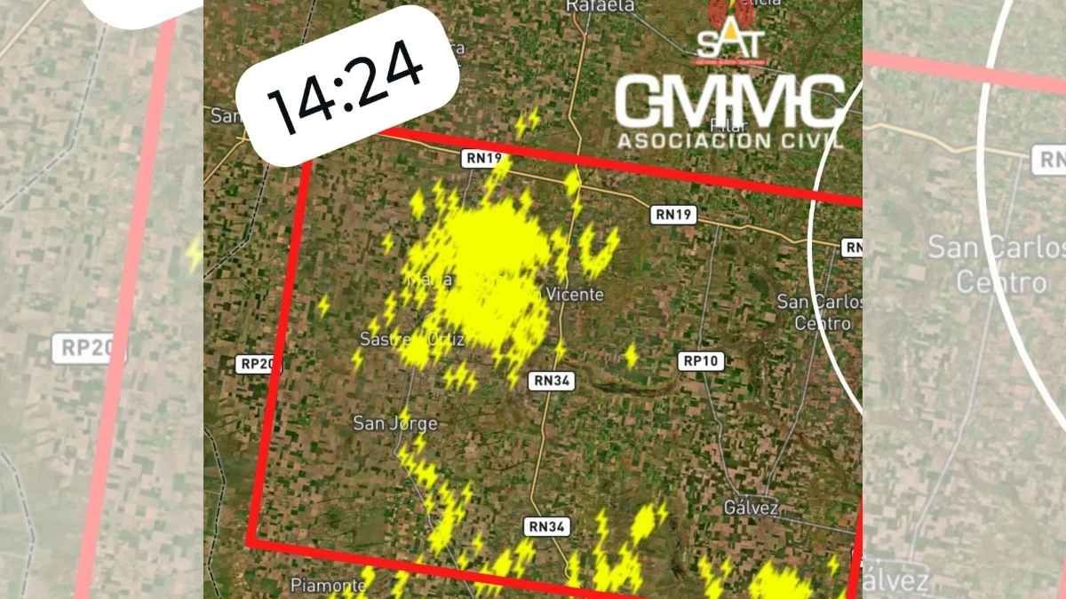 Zonas de la provincia de Santa Fe donde se detecta actividad eléctrica. Zonas de la provincia de Santa Fe donde se detecta actividad eléctrica. 
