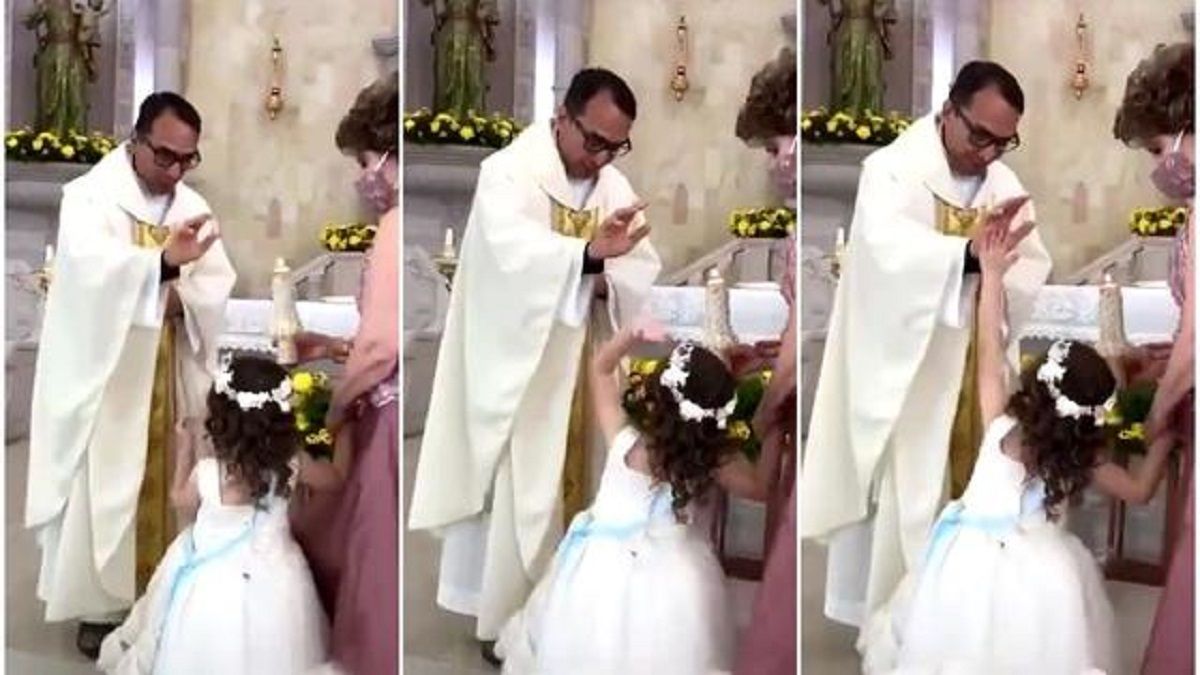 La reacción de la niña ante la&nbsp; la bendición del Sacerdote&nbsp;
