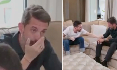 El momento en el que Pablo Giralt se quebró durante la entrevista con Lionel Messi El momento en el que Pablo Giralt se quebró durante la entrevista con Lionel Messi