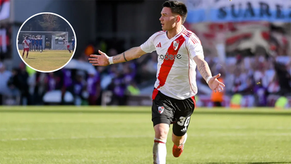 Igual al que le hizo en el Superclásico: el golazo que le clavó Mastantuono a Unión en Santa Fe con 15 años