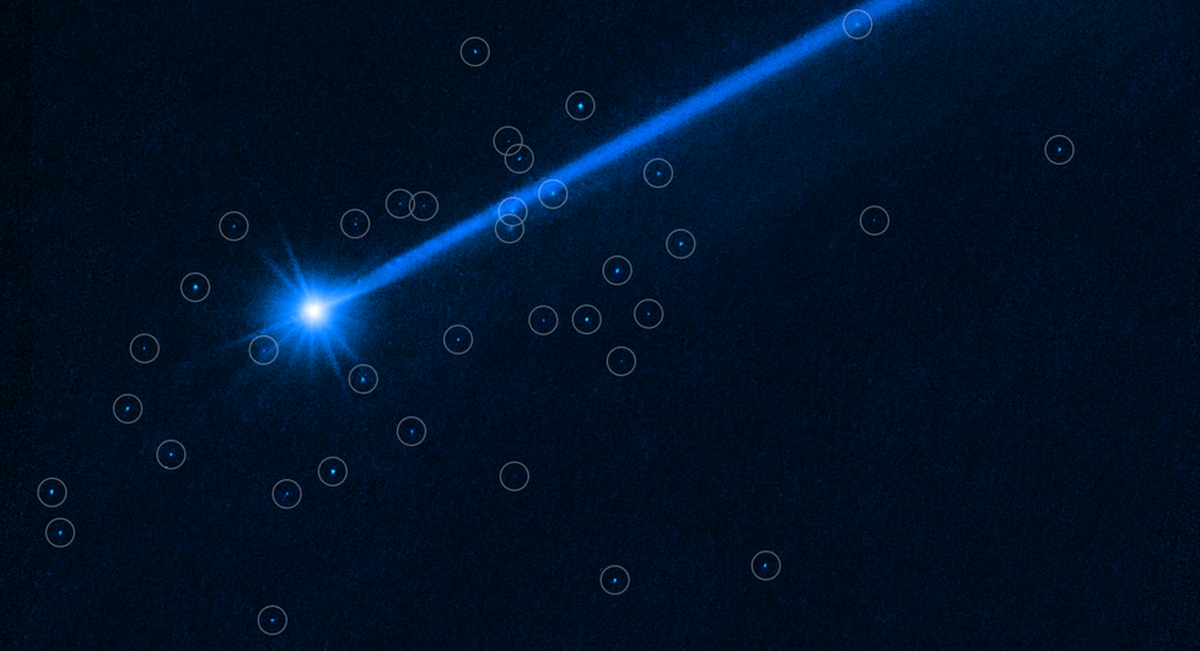 Las 37 rocas desprendidas del asteroide que registró el Hubble.