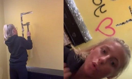Se enteró sobre la infidelidad de su novio y le rompió la pared a martillazos: De parte de tu ex Se enteró sobre la infidelidad de su novio y le rompió la pared a martillazos: De parte de tu ex
