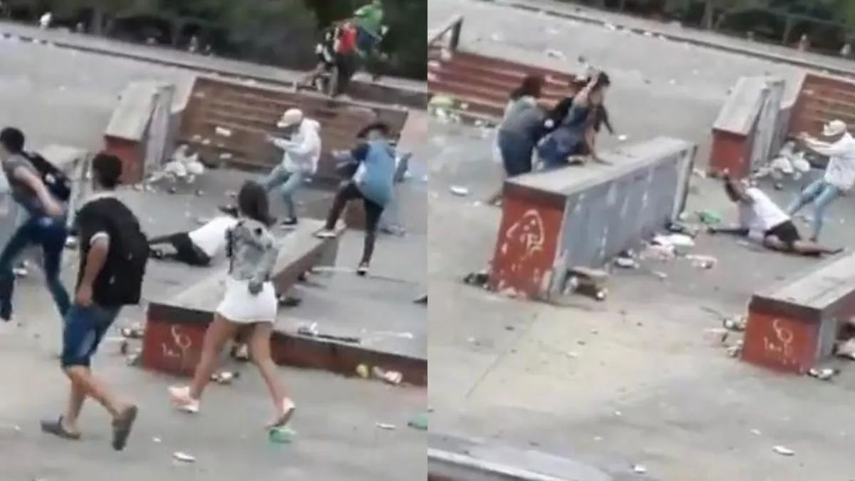 Video: batalla campal en plenos festejos de navidad en una plaza de La Plata