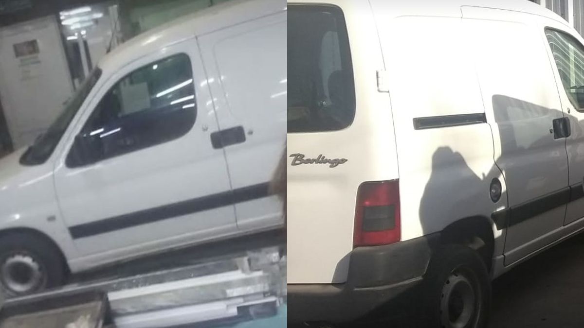 La camioneta sustraída es una Citroen Berlingo blanca con chapa patente GFW 629.