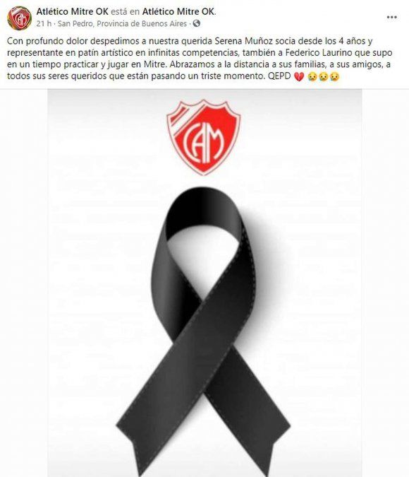 Profundo dolor por la muerte de dos adolescentes.