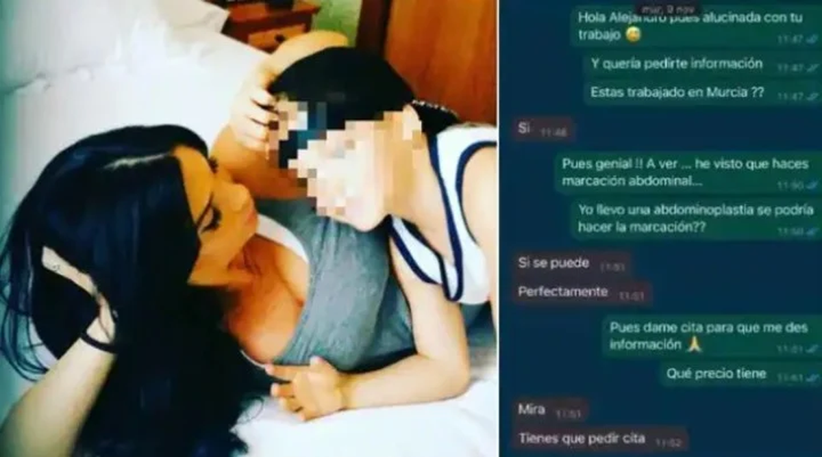 Sara, con su hijo, y los chats que se intercambiaba con el m&eacute;dico que la oper&oacute;.