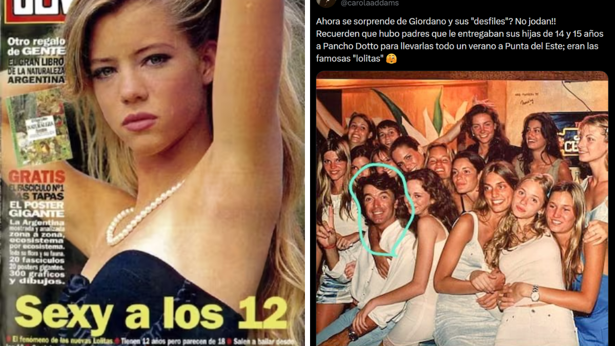 Nicole Neumann en sus primeros pasos sobre la pasarela de punta del este, un símbolo de las modelos menores de edad que giordano promocionaba como lolitas ante la mirada de miles.