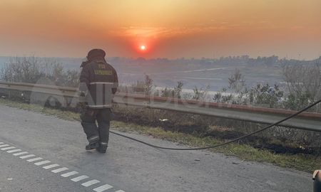 El incendio se desató durante la madrugada de este viernes a la altura del kilómetro 148 de la Autopista Rosario - Santa Fe. El incendio se desató durante la madrugada de este viernes a la altura del kilómetro 148 de la Autopista Rosario - Santa Fe.