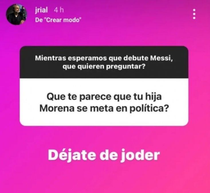 Sin pelos en la lengua, Rial contestó: "¡Dejate de joder!". 