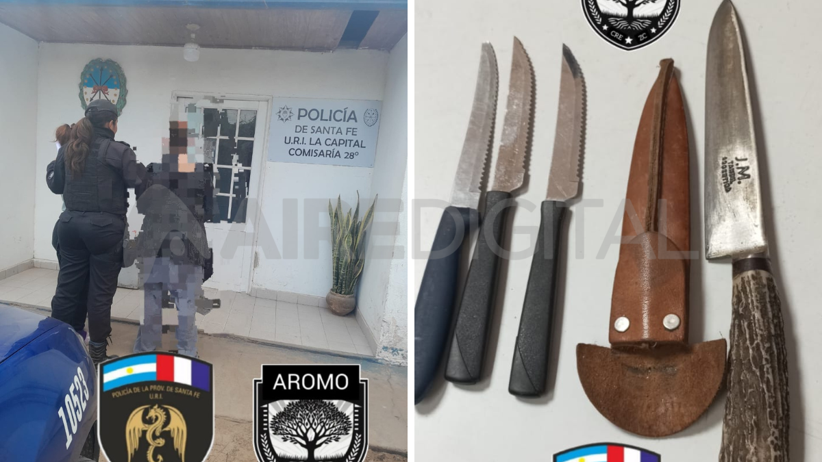 Ruta 1: dos mujeres trasladadas por la policía y armas blancas incautadas