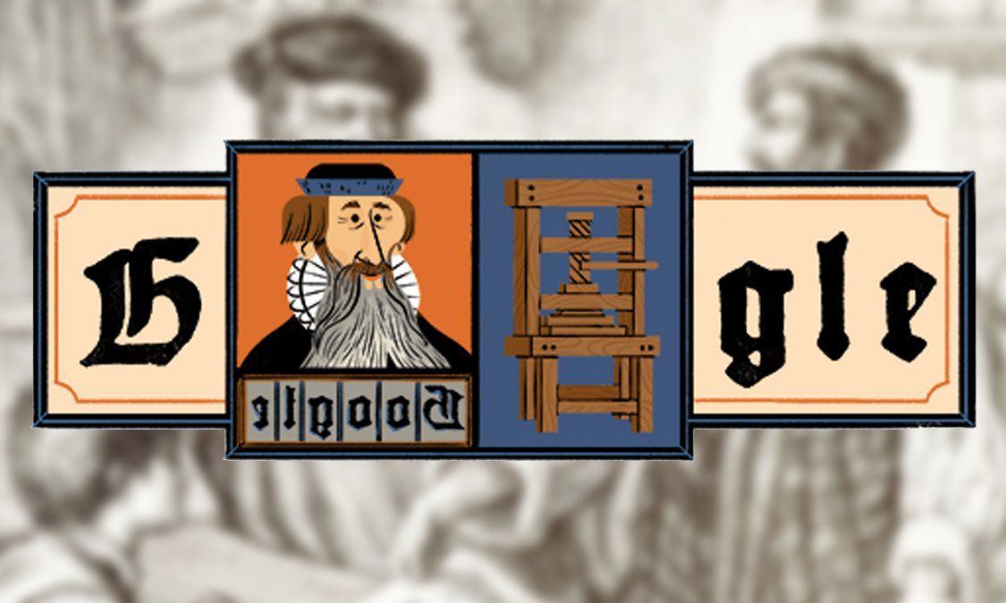 El Doodle de Google de hoy celebra a Gutenberg.