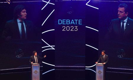 Javier Milei y Sergio Massa se enfrentan en el último debate previo al balotaje del 19 de noviembre. Javier Milei y Sergio Massa se enfrentan en el último debate previo al balotaje del 19 de noviembre.