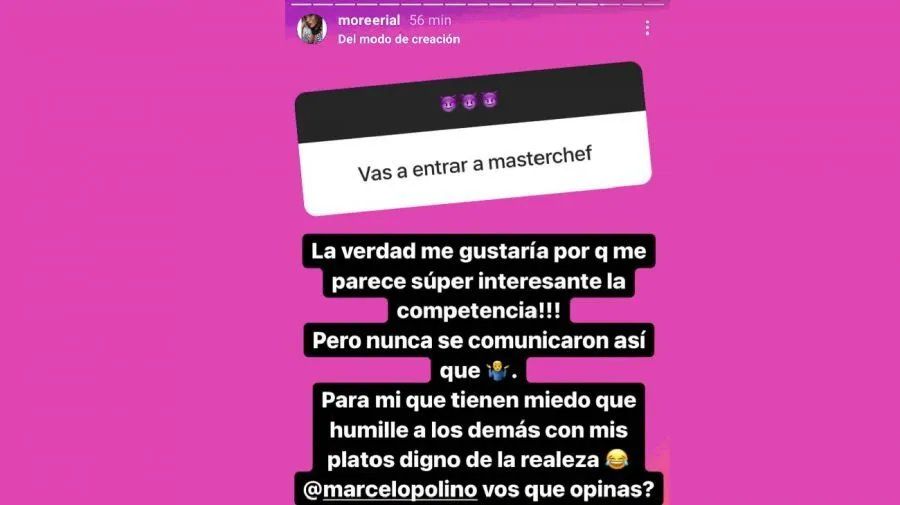 More Rial habló sobre su participación en MasterChef. 