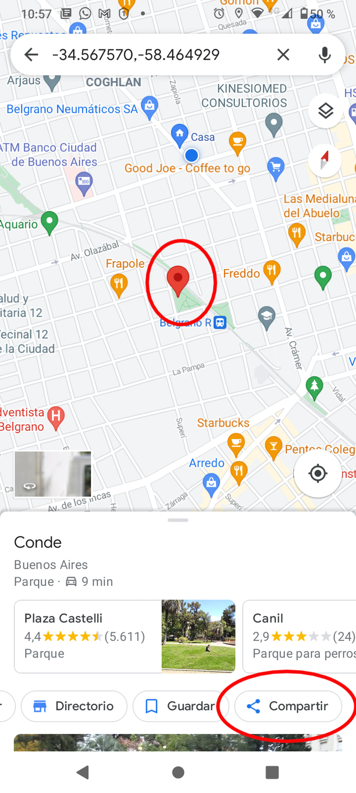 C&oacute;mo compartir un punto fijo en el mapa en Google Maps.