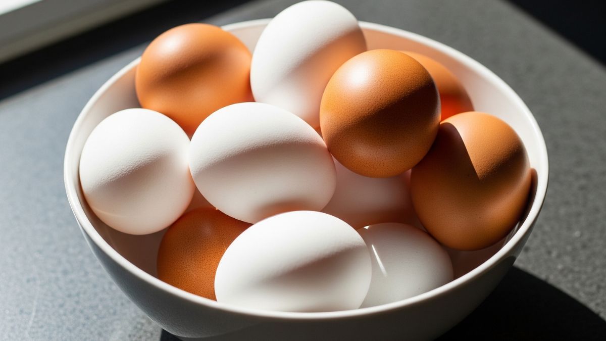 La diferencia entre los colores de los huevos. 