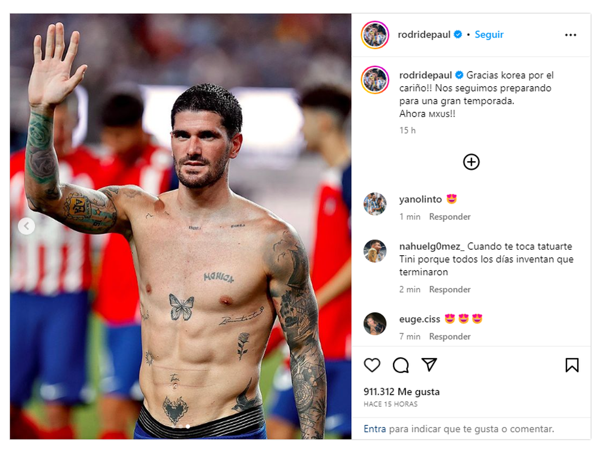 Rodrigo De Paul mostró el tatuaje que se hizo en honor a Tini Stoessel. Rodrigo De Paul mostró el tatuaje que se hizo en honor a Tini Stoessel.
