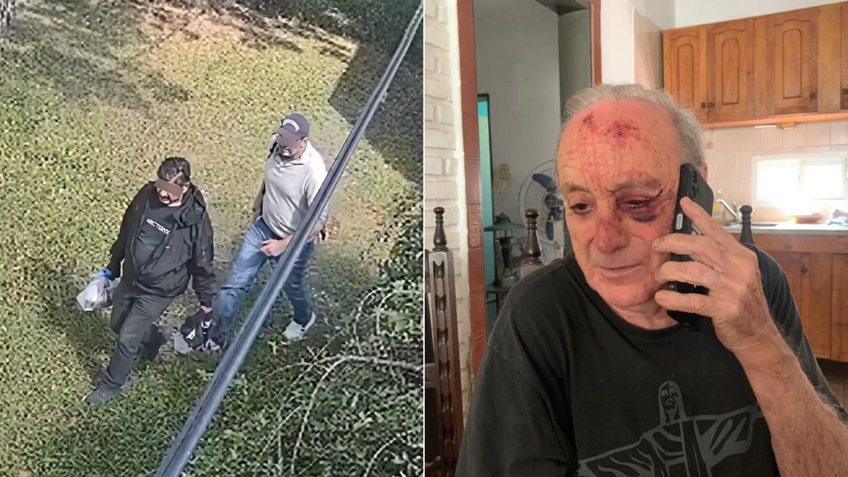Las imágenes de cámaras de seguridad captaron a los dos agresores ingresando a la casa a reducir al dueño a golpes.