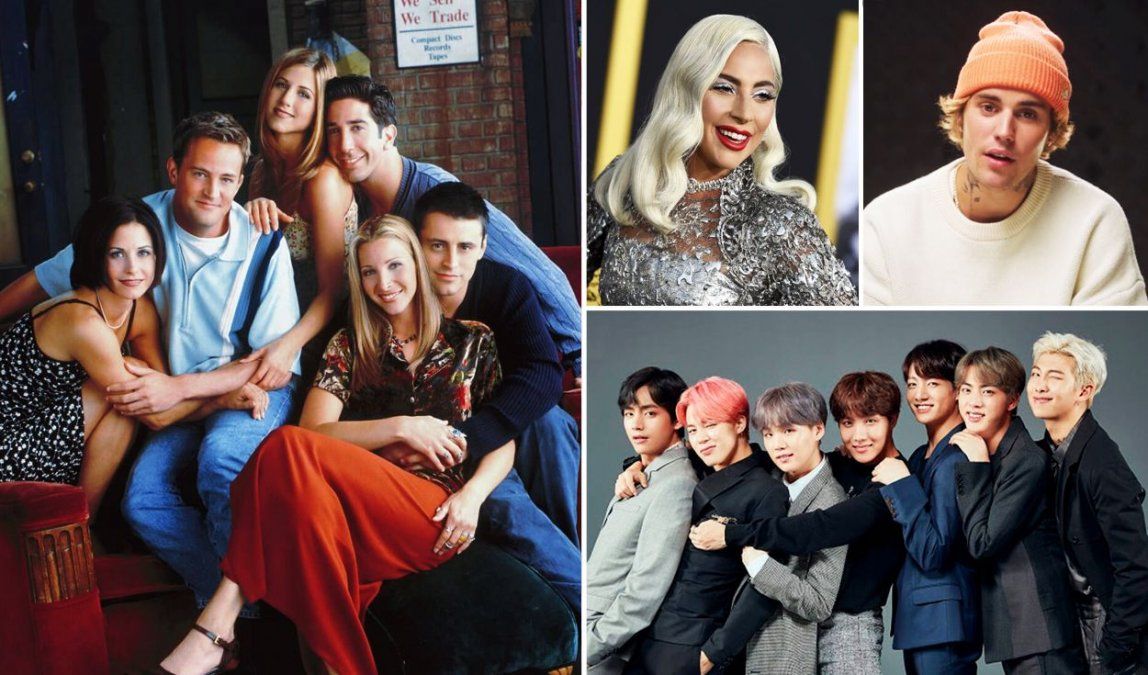 El grupo de amigos junto a los artistas invitados al especial.