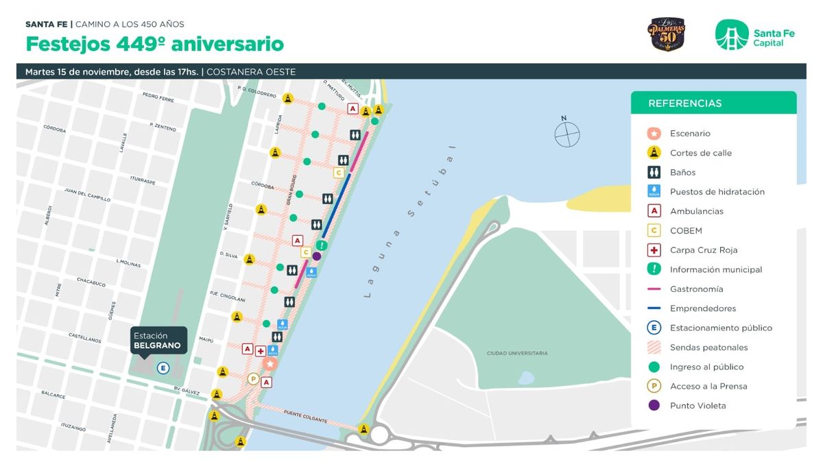 Así será el operativo municipal para los festejos por el 449° aniversario de la ciudad de Santa Fe