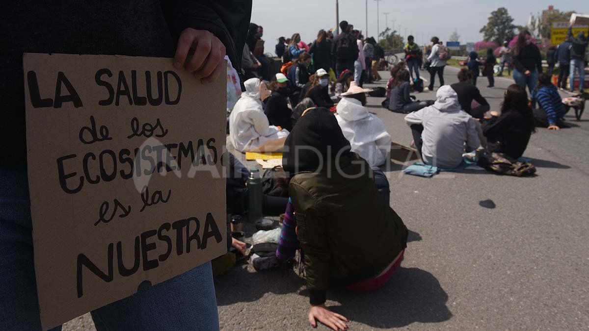 Manifestación en el puente Rosario - Victoria en reclamo de la protección de los humedales del Delta del Paraná. (Foto de archivo).