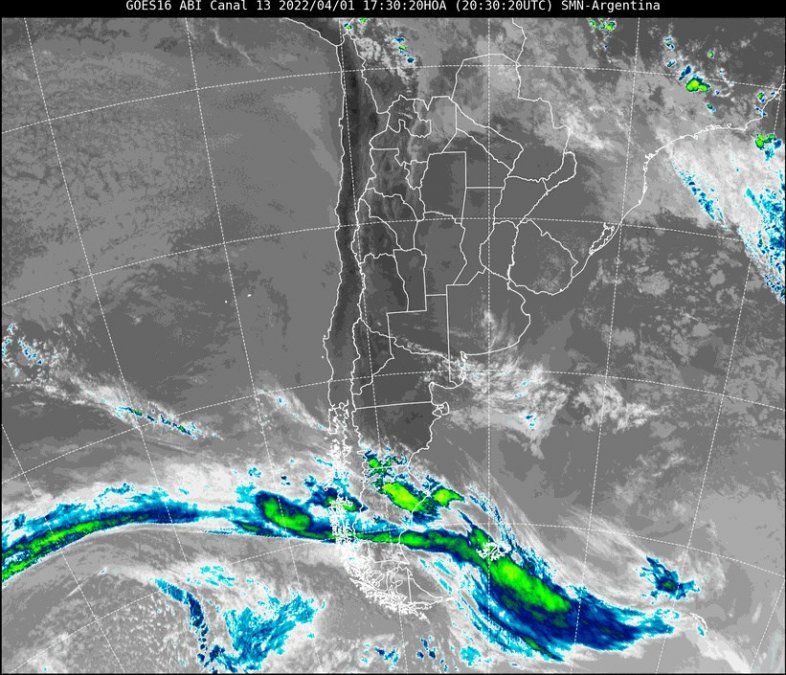 En la imagen satelital se observa que el cielo de nuestra provincia continúa prácticamente despejado.