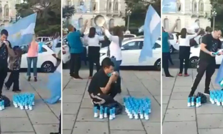 Chupó todas las cornetas que vendió en la marcha contra el Gobierno Chupó todas las cornetas que vendió en la marcha contra el Gobierno