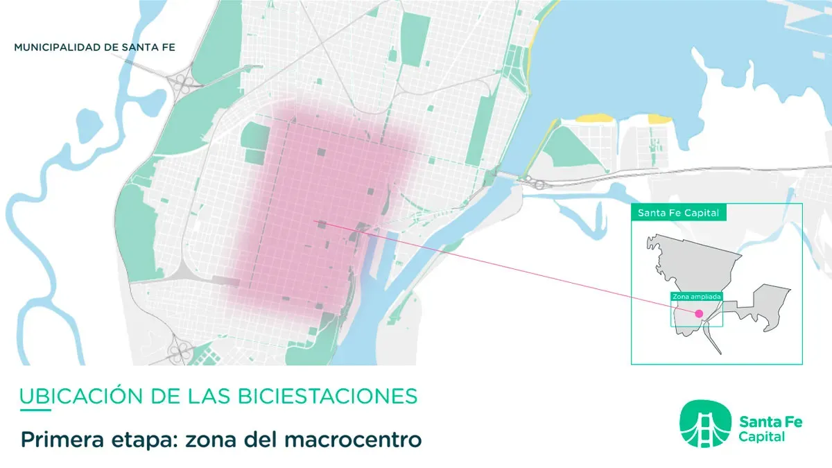 Las primeras estaciones se ubicarán en la zona del microcentro de la ciudad de Santa Fe.