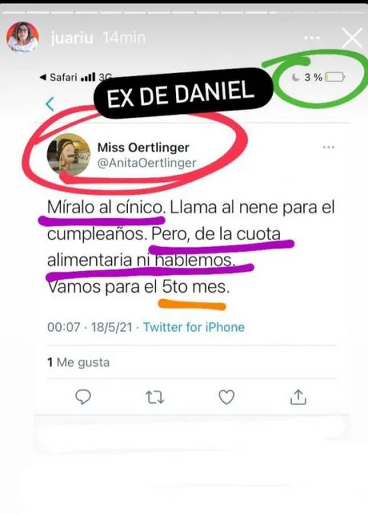 Daniel Osvaldo fue denunciado públicamente por Ana Oertlinger, su ex y madre de su hijo Gianluca.