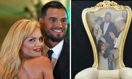 Eliana Guercio mostró el sillón que mandó a estampar con una foto de su visita al papa Francisco en 2015. Eliana Guercio mostró el sillón que mandó a estampar con una foto de su visita al papa Francisco en 2015.