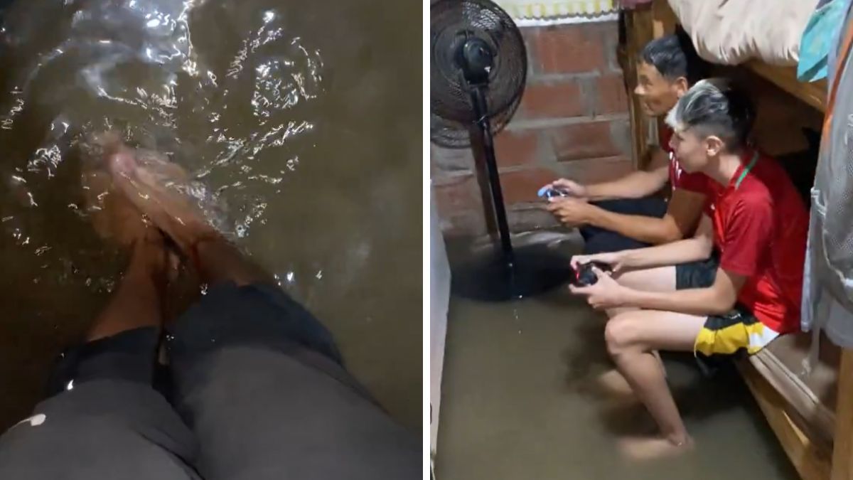 Jugaron a la Playstation con el agua hasta los tobillos y se hicieron viral.
