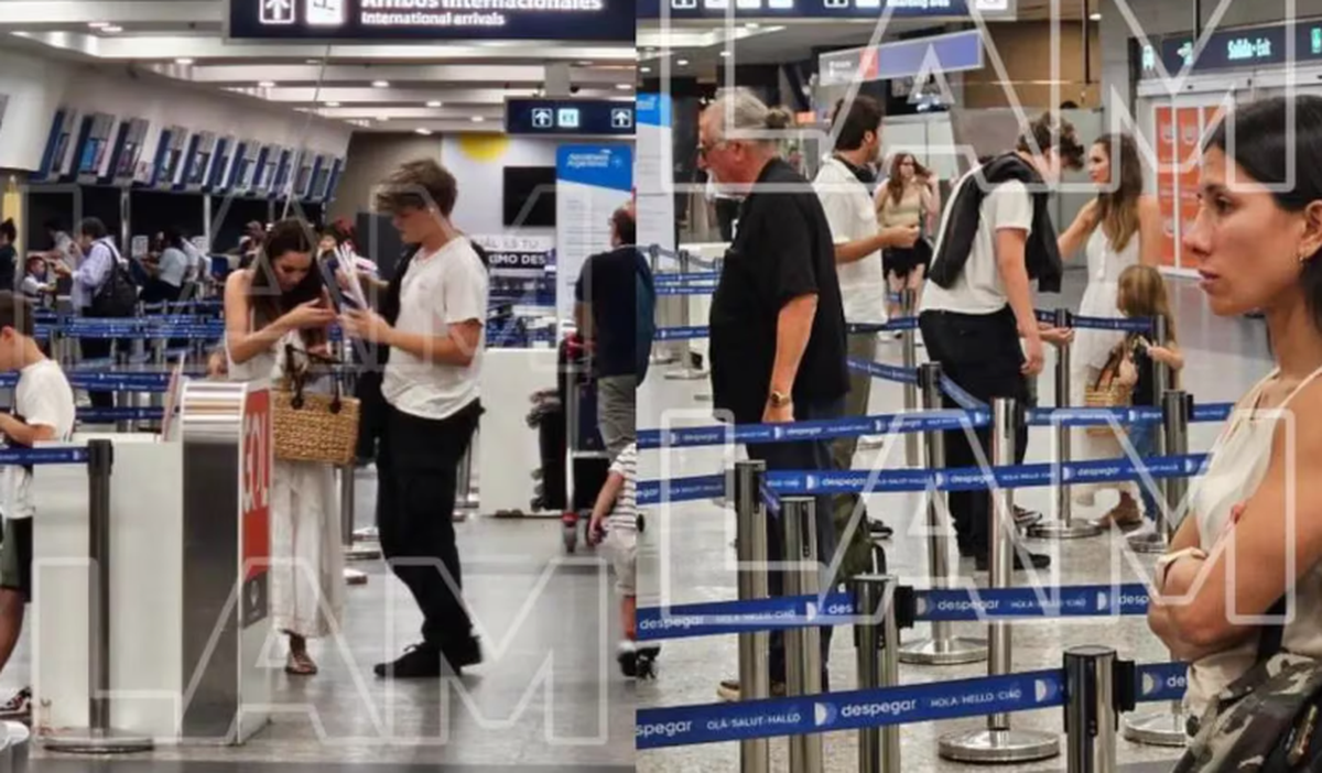 Pampita y Benjamín Vicuña en el aeropuerto junto a sus hijas. Pampita y Benjamín Vicuña en el aeropuerto junto a sus hijas.