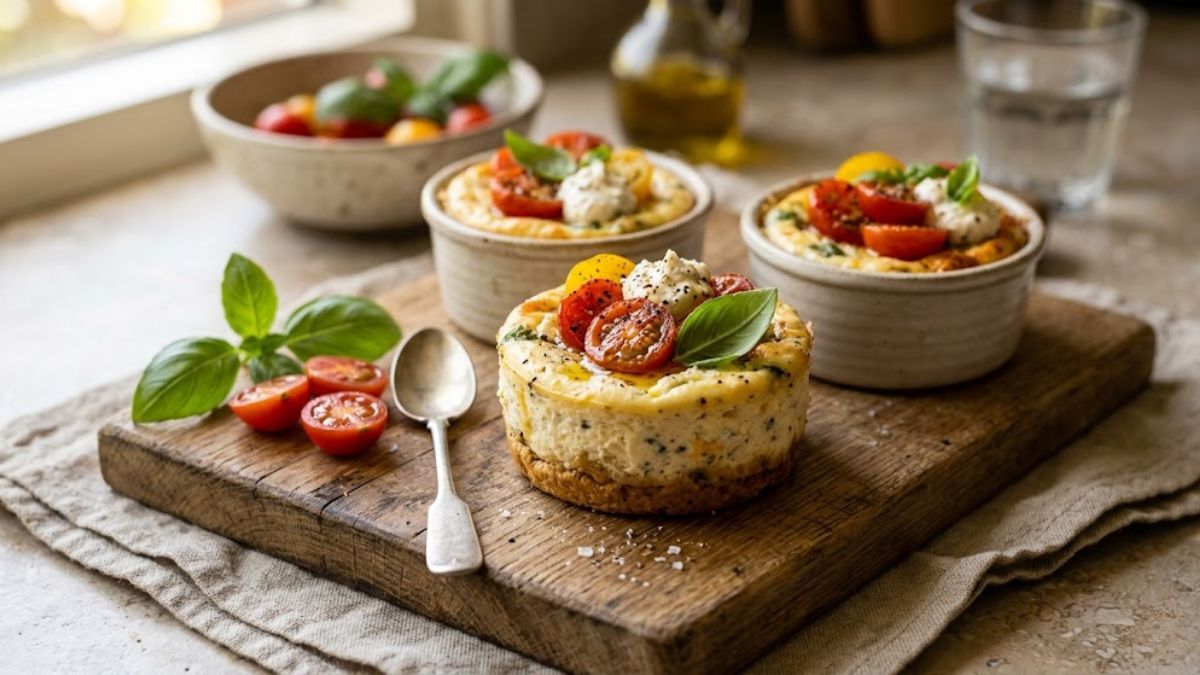 La&nbsp; receta fácil paso a paso para hacer mini cheesecake salado con tomate y albahaca.