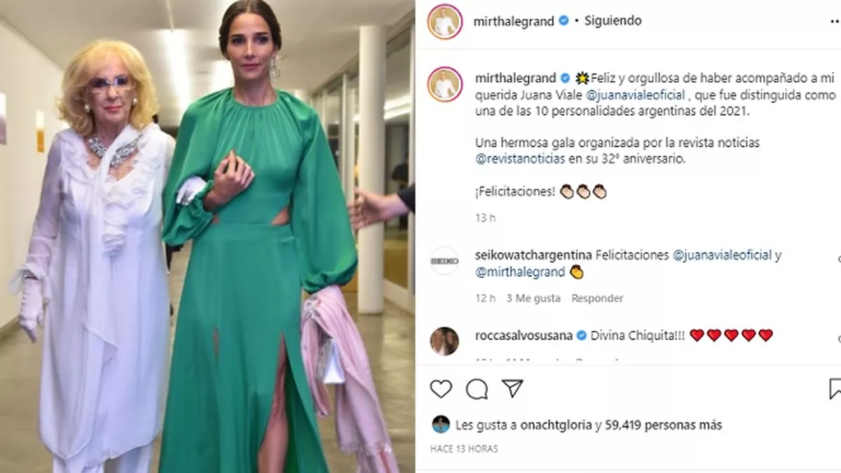 As&iacute; manifest&oacute; Mirtha en las redes sociales, su felicidad por acompa&ntilde;ar a su nieta a la gala.&nbsp;
