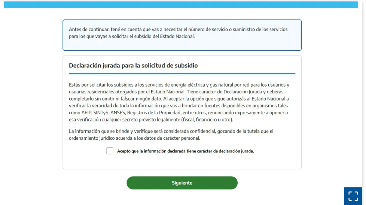 Aceptar la declaración jurada del formulario RASE.