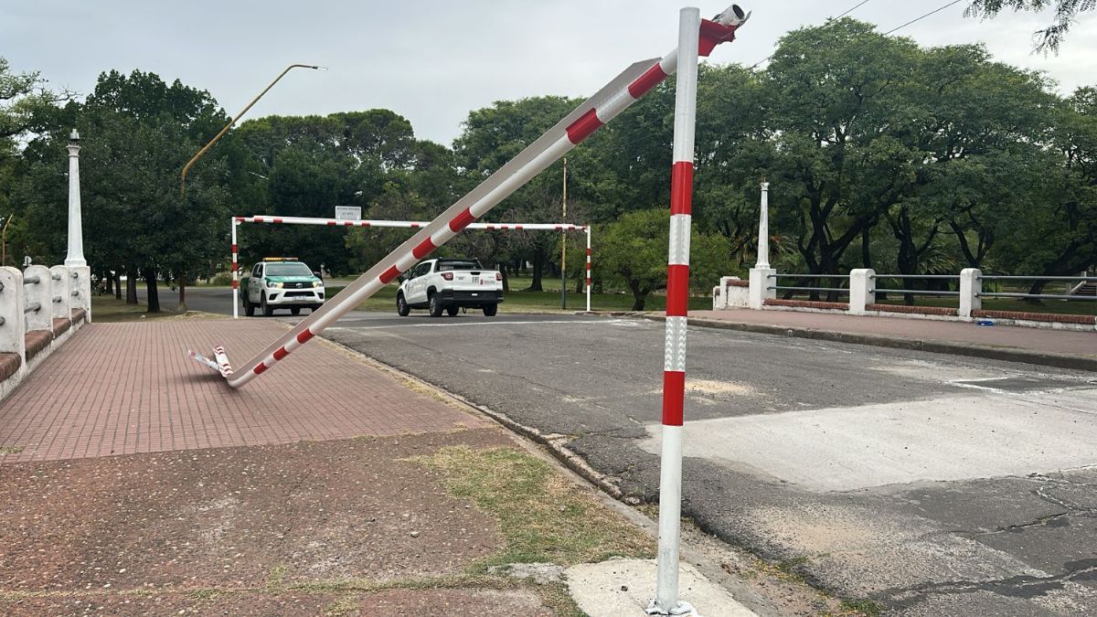 Una camioneta tiró el arco delimitador de altura en el puente del Parque Garay