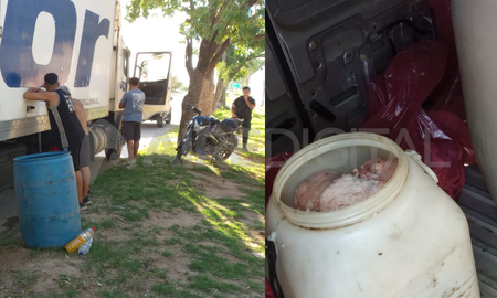 los atraparon cuando bajaban achuras de un camion frigorifico a una camioneta los atraparon cuando bajaban achuras de un camion frigorifico a una camioneta