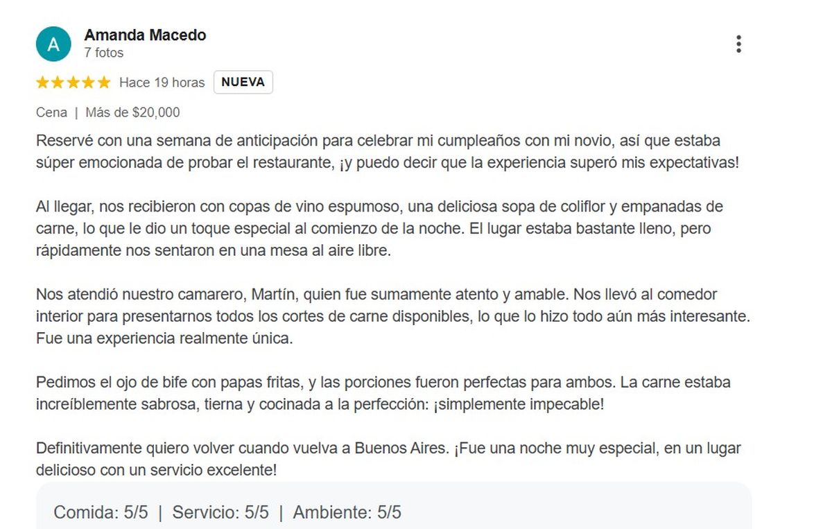 Fue a comer a Don Julio y contó su experiencia en Google. Fue a comer a Don Julio y contó su experiencia en Google.