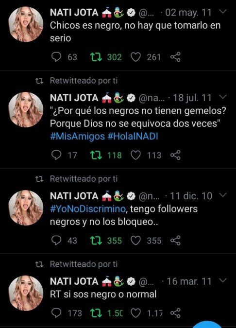 Nati Jota polémica. 