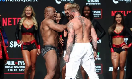 Mike Tyson le pegó un cachetazo a Jake Paul y casi se desata un escándalo en pleno pesaje Mike Tyson le pegó un cachetazo a Jake Paul y casi se desata un escándalo en pleno pesaje