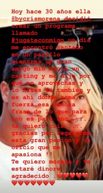 Michel Brown hizo un emotivo posteo sobre Cris Morena.