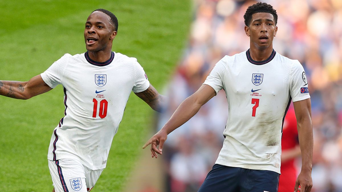 Raheem Sterling y Jude Bellingham, los jugadores de Inglaterra que recibieron insultos racistas durante el partido ente Hungría e Inglaterra.