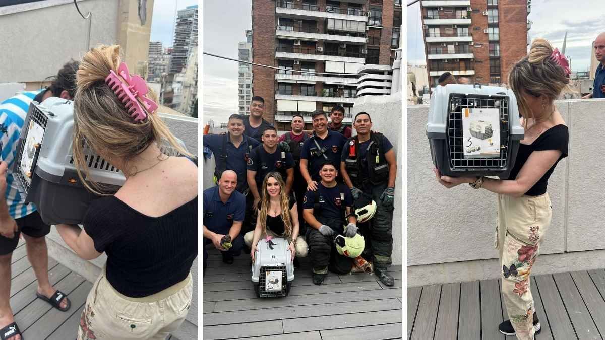 Fátima Florez posó con los bomberos luego de que salvaran a su gato. Fátima Florez posó con los bomberos luego de que salvaran a su gato. 