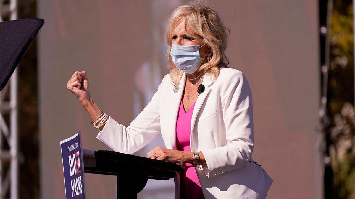 Jill Tracy Jacobs Biden durante la campaña presidencial de su esposo.
