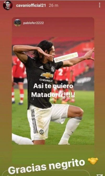 El posteo de Edinson Cavani por el que fue acusado de racista.