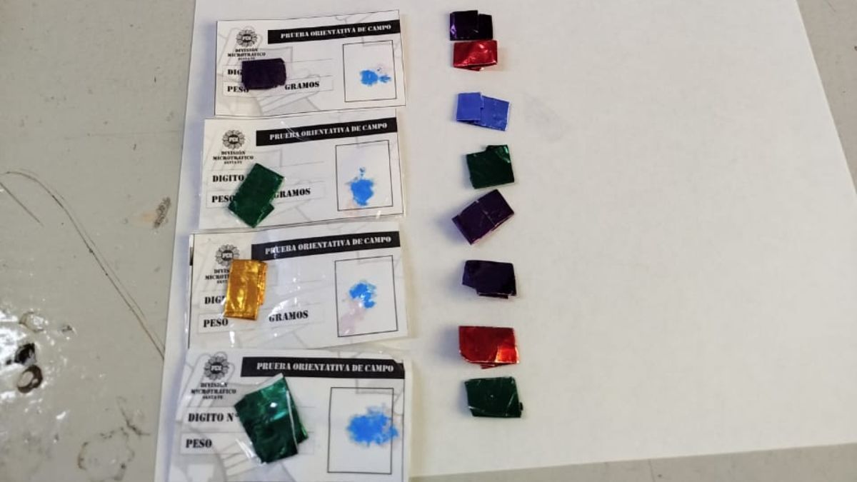 Los envoltorios de droga secuestrados tras la revisión de la campera.