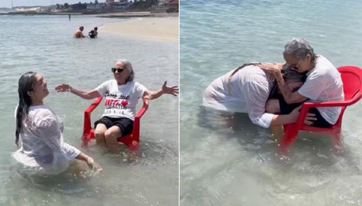 Una nieta llevó a su abuela a conocer el mar por primera vez y conmovió a todos en las redes sociales.