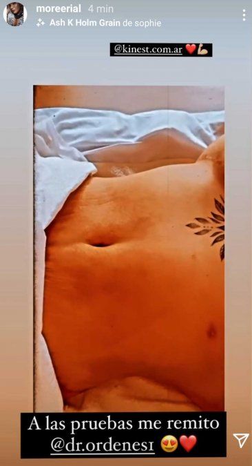 Morena Rial, feliz con su panza chata.