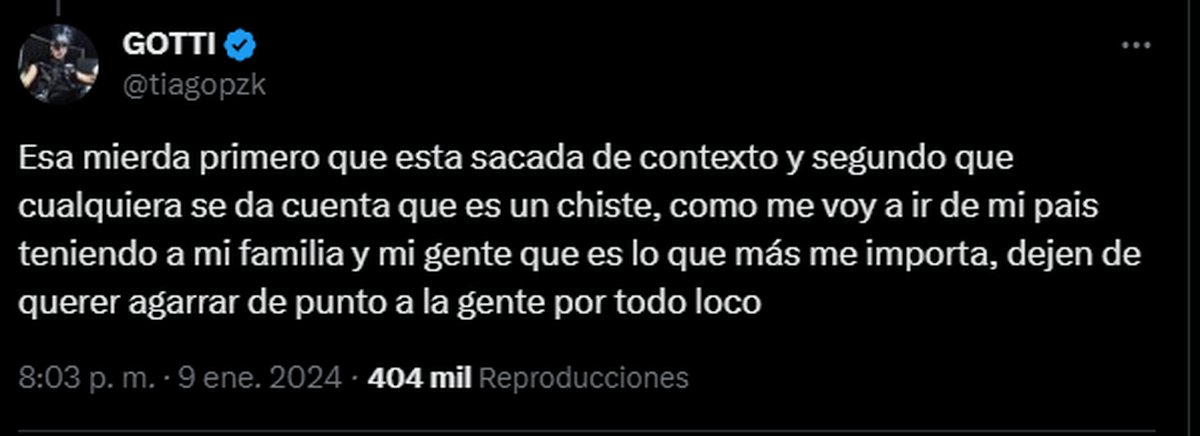Tiago PZK salió a aclarar sus dichos. Tiago PZK salió a aclarar sus dichos.