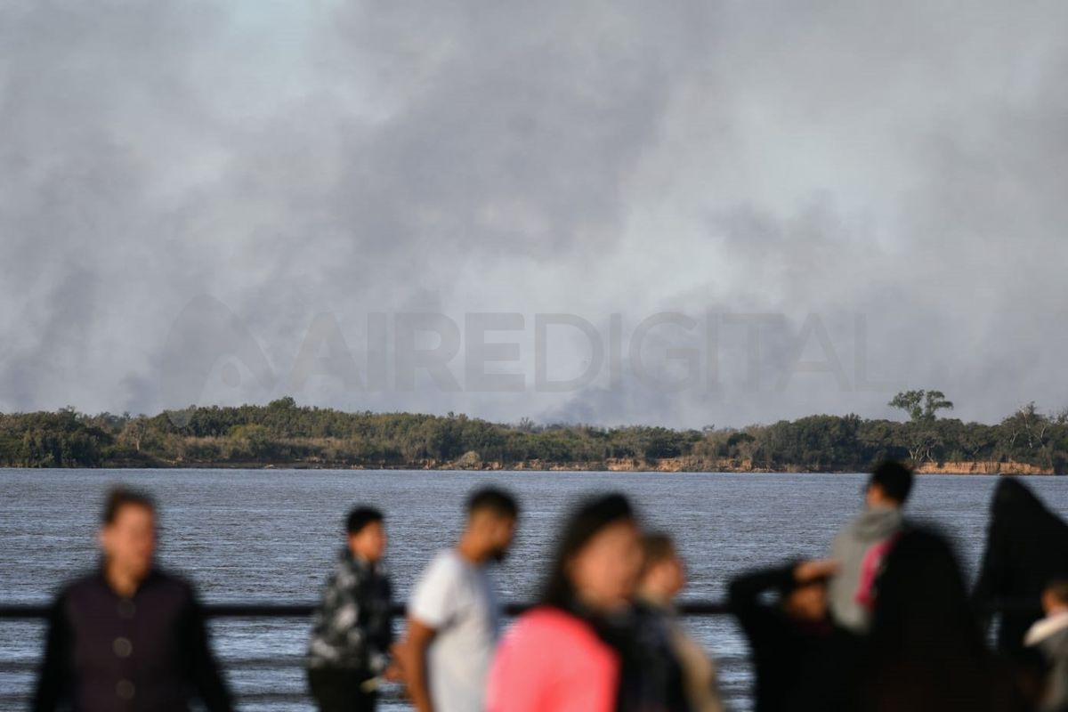 Lunes 20 de junio de 2022. Así se vieron los incendios en las islas de Entre Ríos desde la ciudad de Rosario.